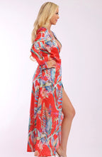 Load image into Gallery viewer, Long Sleeve Tropical Kimono Dress
