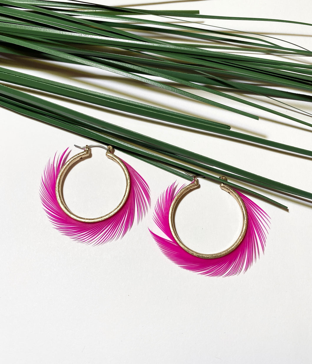 Fuchsia/Gold Loop Earrings