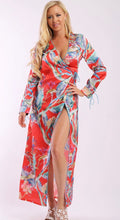 Load image into Gallery viewer, Long Sleeve Tropical Kimono Dress
