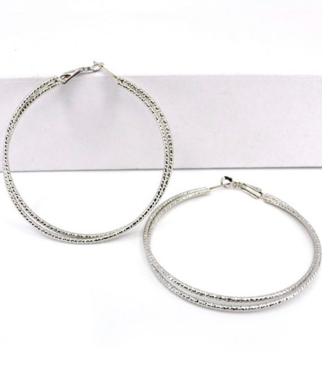 Silver Double Loop Earrings