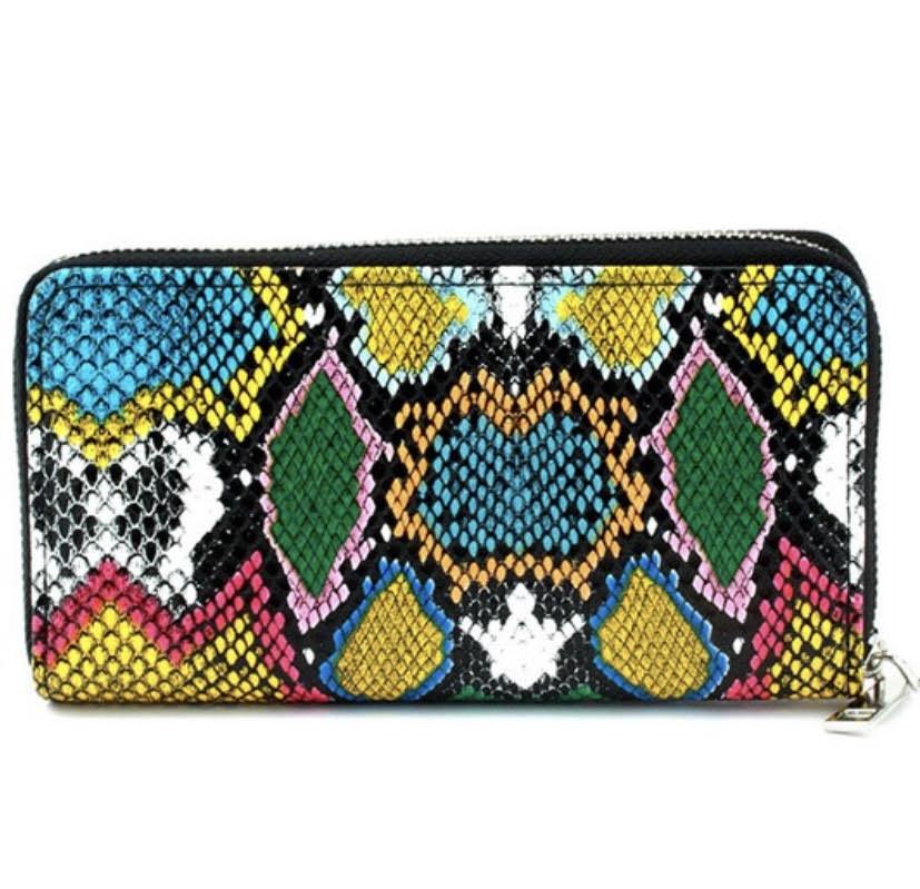 Multi Colored Snake Print Wallet