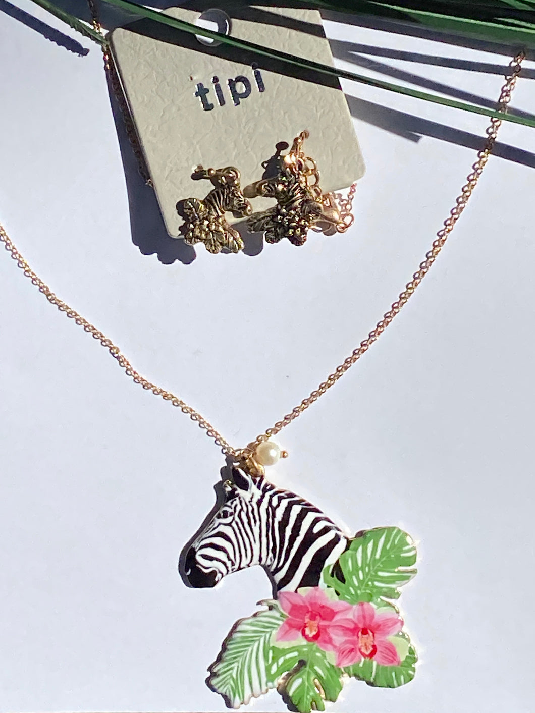 Tropical Zebra Necklace and Earring Set